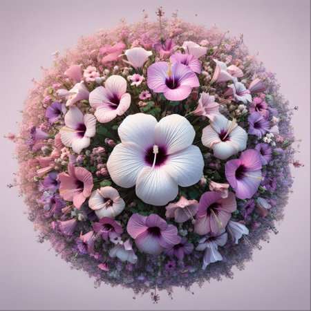 Shrub Althaea flower in glass orbの素材