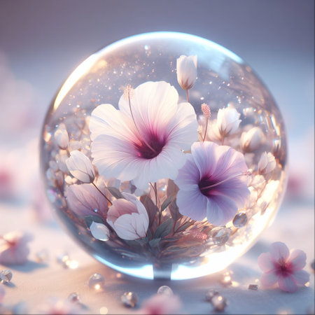 Shrub Althaea flower in glass orbの素材