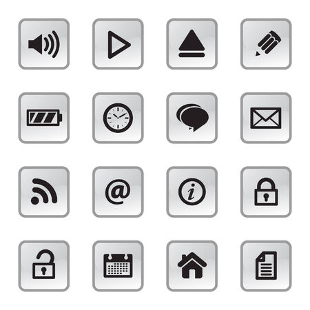 Computer button collection in grey and black, perfect for a clean and simple website designのイラスト素材