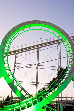 Amusement Park Roller Coasterの写真素材