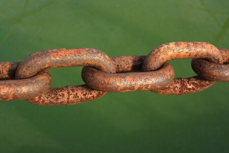 Macro shot of a rusty anchor chainの写真素材