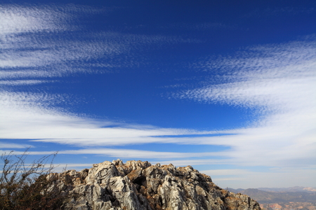 Mountain under the blue skyの写真素材