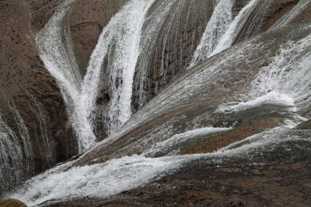 Water flows down from the mountain