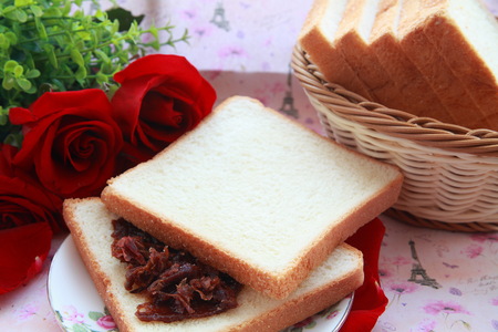 bread with red jam