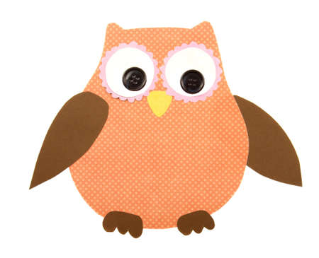 A colorful owl cut out of paper, isolated on a white backgroundの写真素材