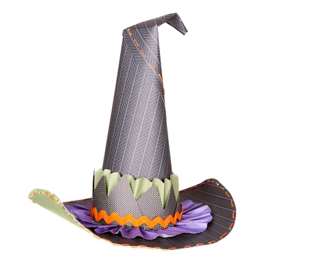 Decorative witches hat  isolated on white backgroundの写真素材