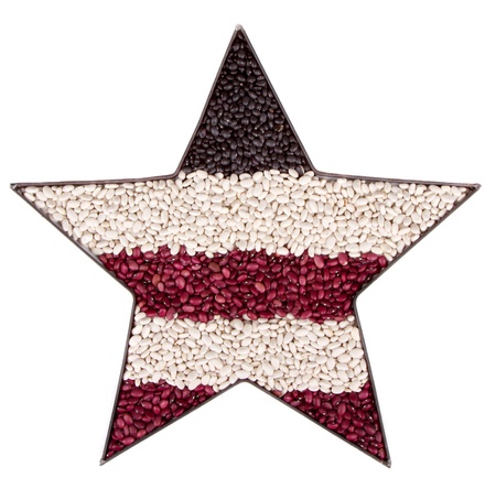 A patriotic star made of beans isolated on whiteの写真素材