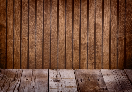 Brown wooden panel and antique floor planks for backgroundの写真素材