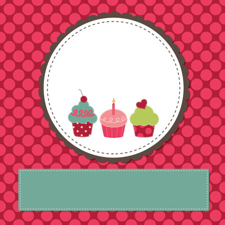 Cupcakes on a retro template copy space for text and scrapboookingのイラスト素材