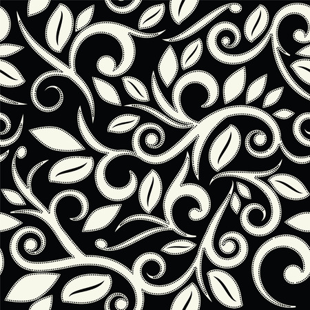 black and white or transparent floral seamless pattern with dots square layout for scrapbookingのイラスト素材