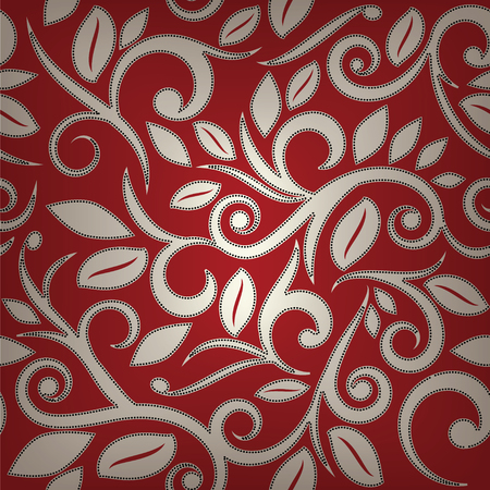 red floral seamless pattern with dots square layout for scrapbooking with vignette on separate layerのイラスト素材