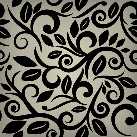 black and tan floral seamless background  のイラスト素材