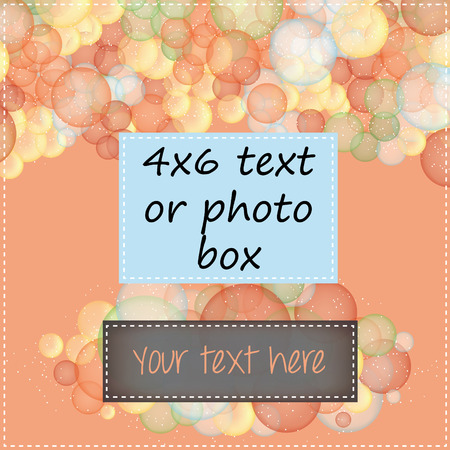 Colorful bubbles on an orange background with text box, scrapbooking layout, vector formatのイラスト素材
