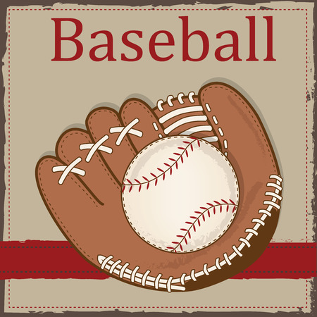 Vintage baseball and glove or mitt layout for scrapbooking, cards or backgrounds, vector formatのイラスト素材