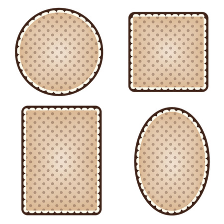 Collection of vintage polka dot frames, circle square, rectangle and oval on a transparent background, vector formatのイラスト素材