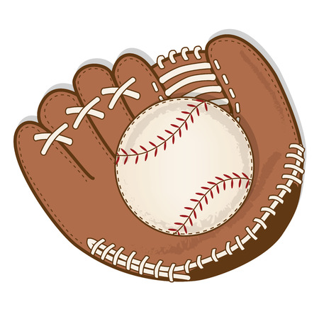 vintage baseball and baseball glove or mitt vector formatのイラスト素材