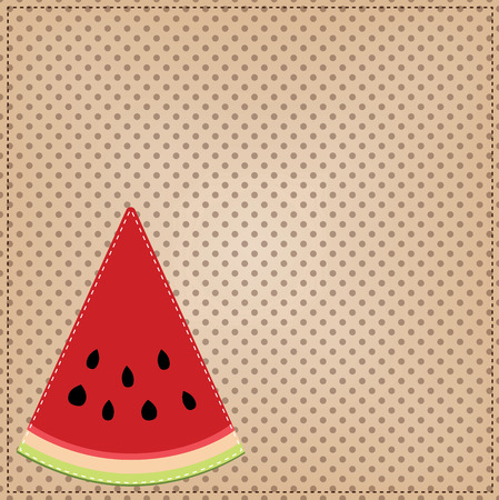 A slice of watermelon, on a polka dot background, for scrapbooking, vector formatのイラスト素材