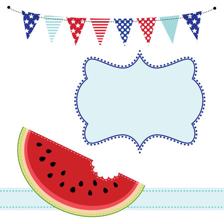 Slice of watermelon and bunting or flagsのイラスト素材