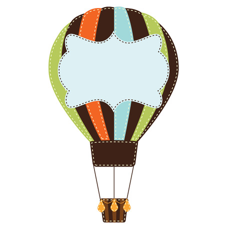Vintage or retro hot air balloon on transparent background with text boxのイラスト素材