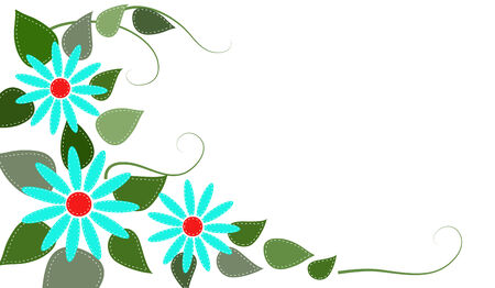 Stitched flowers and leaves on an isolated white backgroundの写真素材