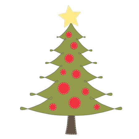 Christmas tree clip art on transparent background for scrapbooking or cards, vector formatのイラスト素材