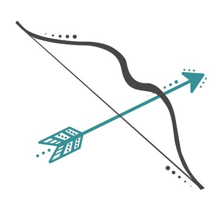 Cute retro bow and arrows on a transparent white background, square format for scrapbookingのイラスト素材