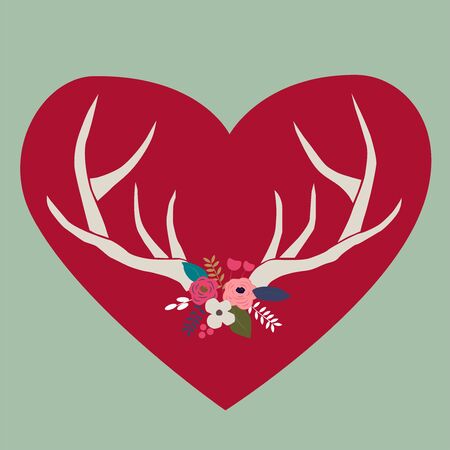 Deer antlers with hearts for Valentines dayのイラスト素材