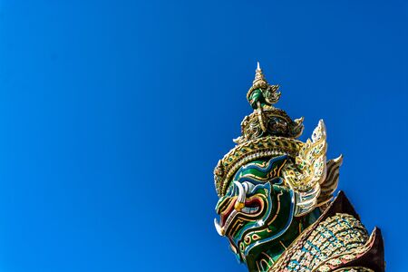 Giant Guard Statue at Wat Prakaew Bangkok Thailandの写真素材