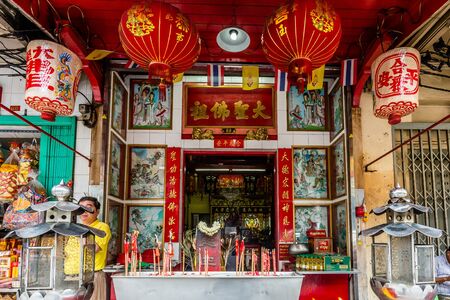 Shrine of Monkey King at Chinatown Bangkok Thailandのeditorial素材