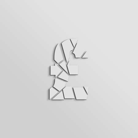An illustration of a broken Â£ (GBP) symbol to show the financial consequences and potential recession or either Brexit or the debt caused by Covid-19 (coronavirus)の写真素材