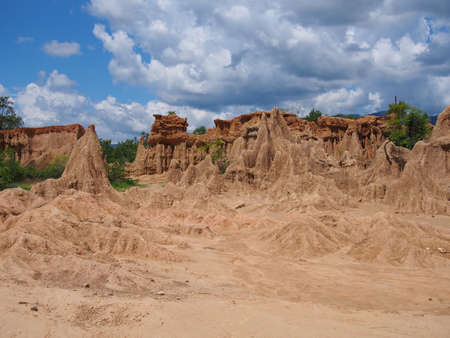 Amazing, Ancient rock Sao din na noi, nan, thailandの写真素材