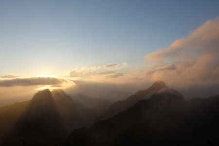 sunset in the mountains, Doi Chiang Dao,Chiang mai, thailandの写真素材