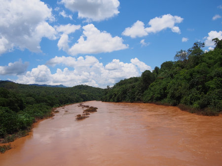 river and cloudsの写真素材