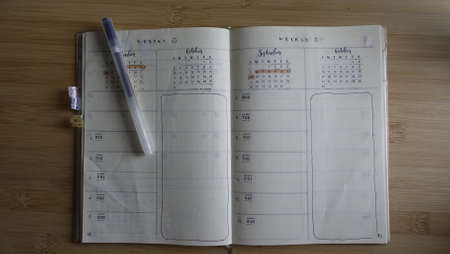 bujo notebook and pen, minimalの写真素材