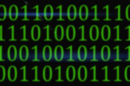 Computer code 01 with bright black background is another modern communication technology in the...