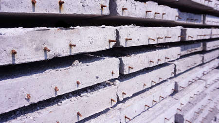 Reinforced concrete slabs are laid together for construction and structural work.
