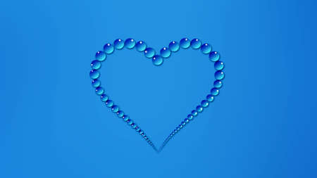 Heart-shaped water droplets on abstract blue background graphics for design cover backgrounds and other artwork.の写真素材