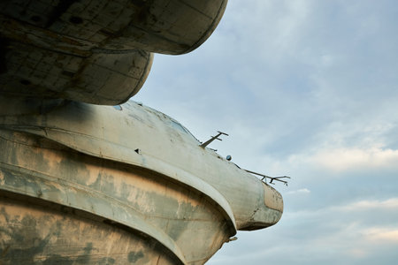 Fragment of the Lun ekranoplane ship. Surroundings of Derbent, Republic of Dagestan. Derbent,...