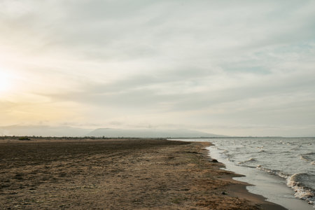 Caspian Sea at Sunset. Derbent, Dagestan, Russia
