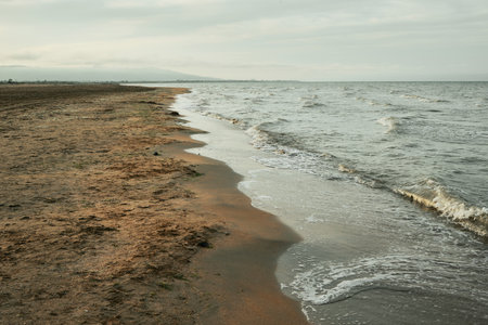 Caspian Sea at Sunset. Derbent, Dagestan, Russia