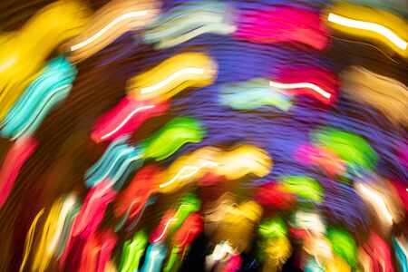 Christmas holiday neon lights bokeh backgroundの写真素材