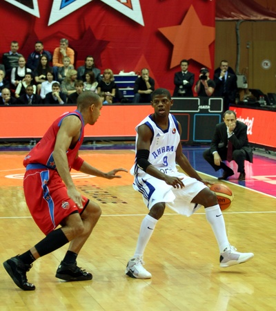 28 of November 2008. Basketball match between "CSCA" and "Dynamo" teams in Moscowのeditorial素材