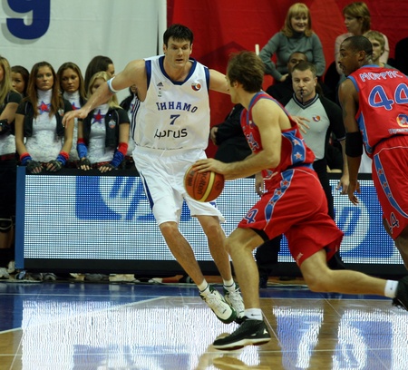 28 of November 2008. Basketball match between "CSCA" and "Dynamo" teams in Moscowのeditorial素材