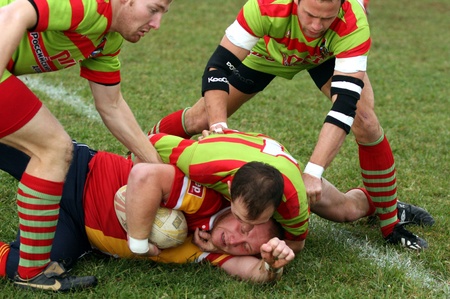 12 of October 2008. Rugby match between "Locomotive" and "Vereya" teams. Violent struggleのeditorial素材