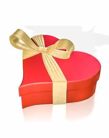 3D image of a heart shaped gift box.の写真素材