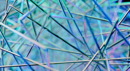 Abstract 3D scene with metallic lines and neon lights