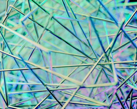 Abstract 3D scene with metallic lines and neon lightsの写真素材
