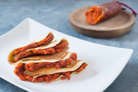 Sobrasada and crepe typical mallorcaの写真素材