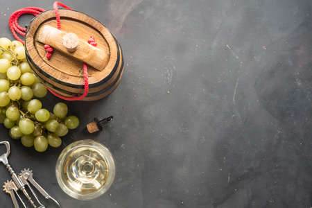 wine with grapeの写真素材