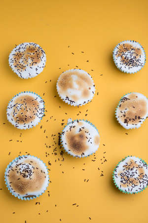 cupcake with sugar for birthdayの写真素材